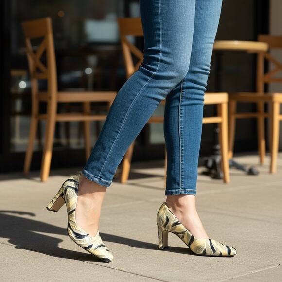 Bellini Margie Pumps Women Size 9M Cream Black Gray Patent Leather Classic Heels - Picture 2 of 11